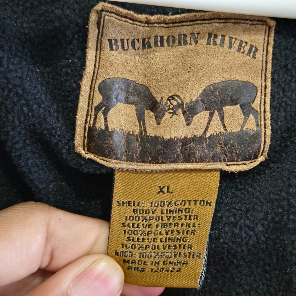 Buckhorn River Mens XL Brown Canvas Camo Lined Hooded Work Jacket Coat B#332 - Picture 10 of 10